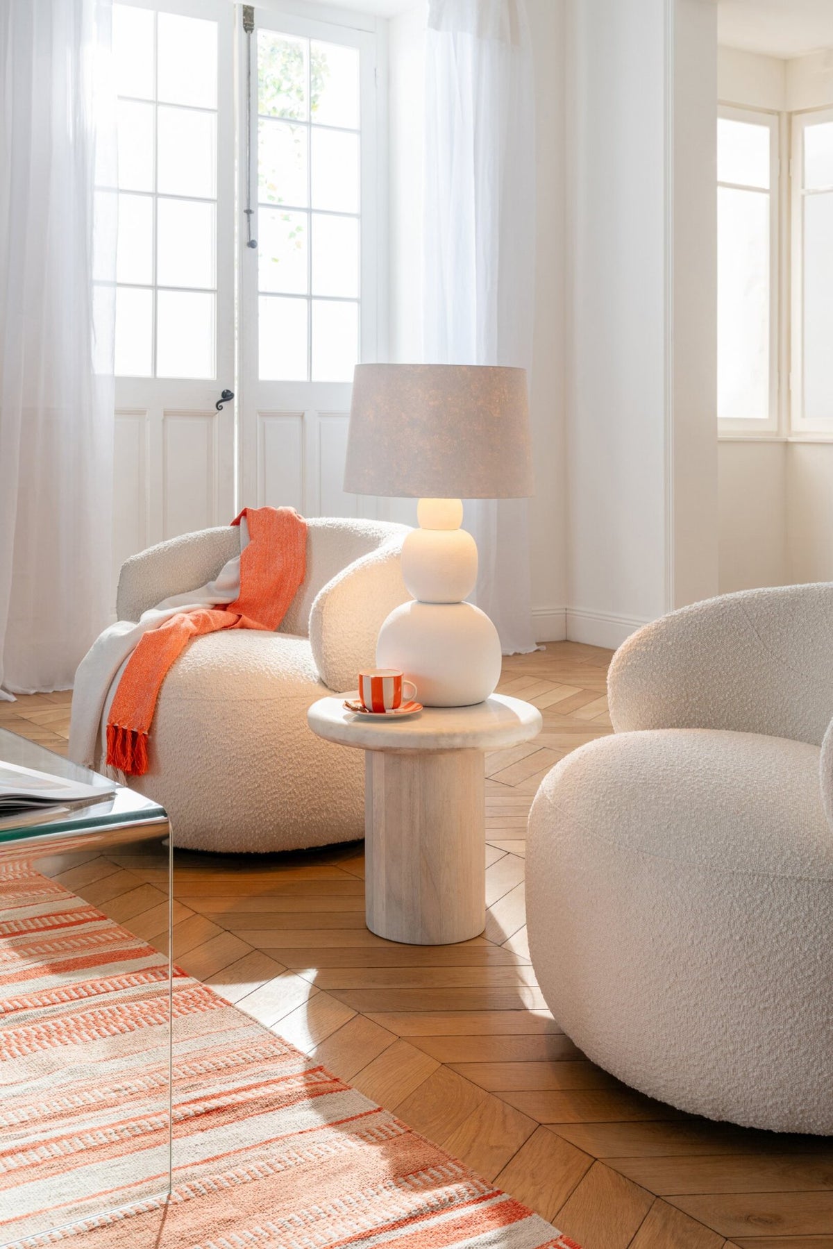 Side Table Round Marble Off-White Small