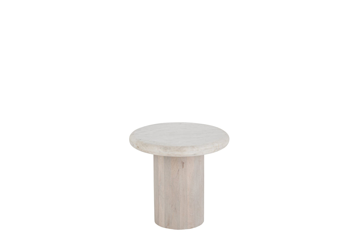 Side Table Round Marble Off-White Small