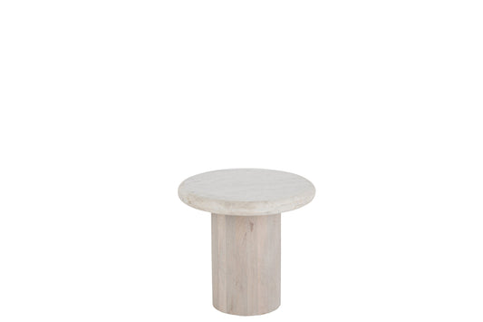 Side Table Round Marble Off-White Small