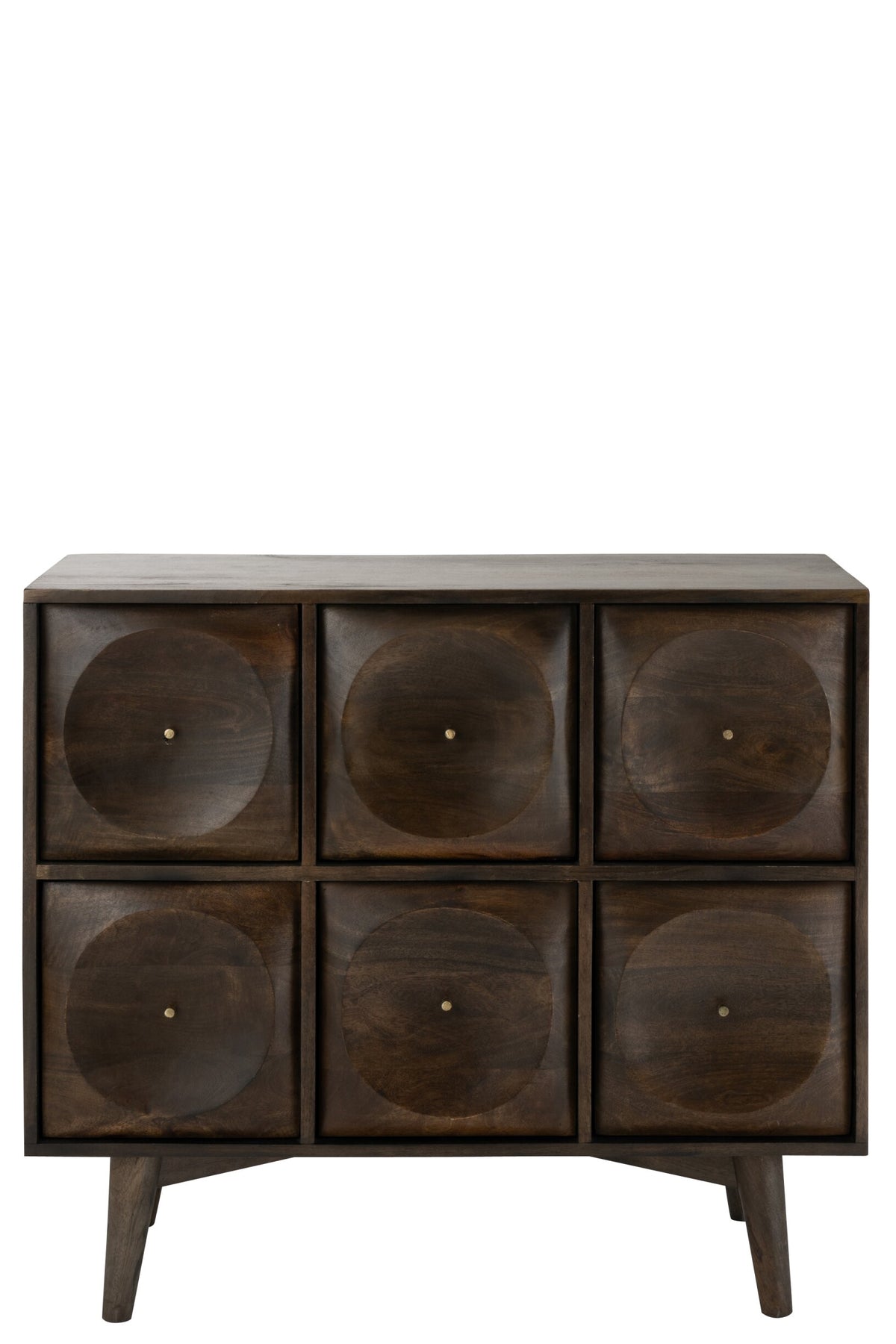 Chest Of Drawers Circle Design Wood Dark Brown