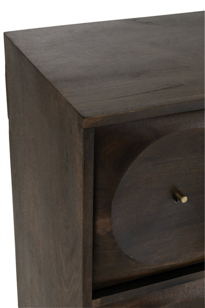 Chest Of Drawers Circle Design Wood Dark Brown