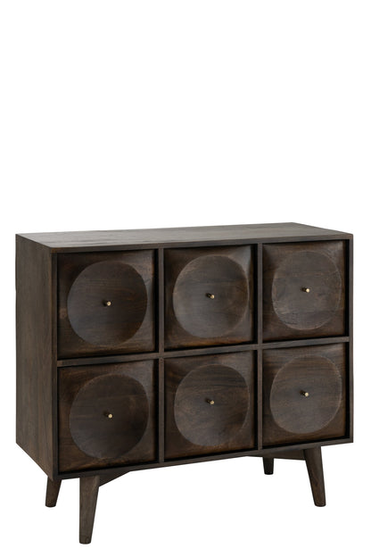 Chest Of Drawers Circle Design Wood Dark Brown