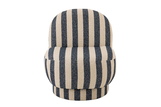 Lounge Chair Striped Fabric Blue/Off-White
