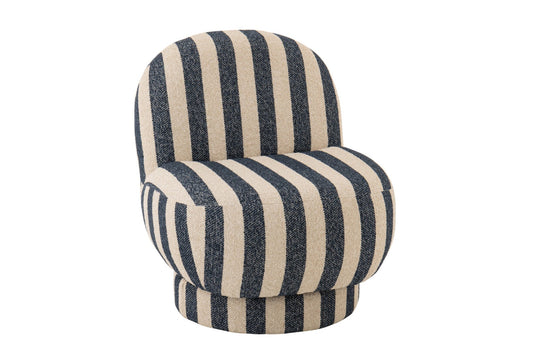 Lounge Chair Striped Fabric Blue/Off-White