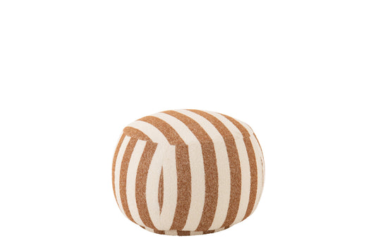 Pouffe Striped Plywood Camel/Off-White