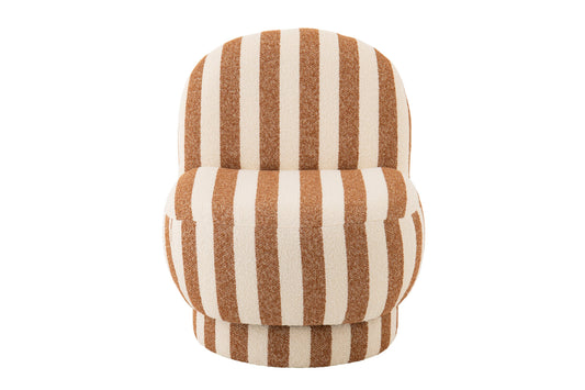 Lounge Chair Striped Fabric Camel/Off-White