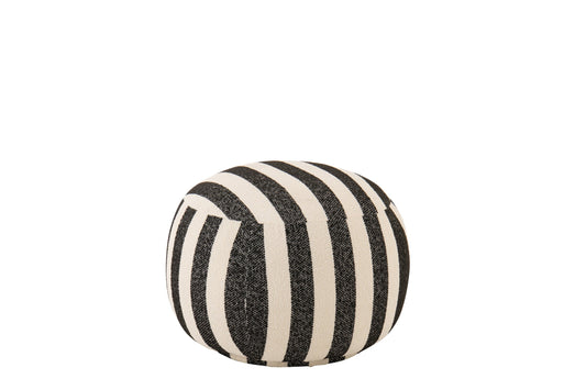 Pouffe Striped Plywood Black/Off-White