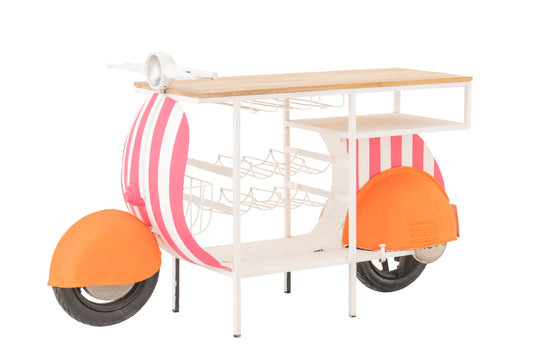 Bar Cabinet Scoot Striped Iron Orange/Pink