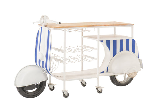 Bar Cabinet Scoot Striped Iron Blue/White