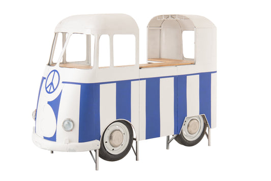 Bar Cabinet Van Striped Iron Blue/White