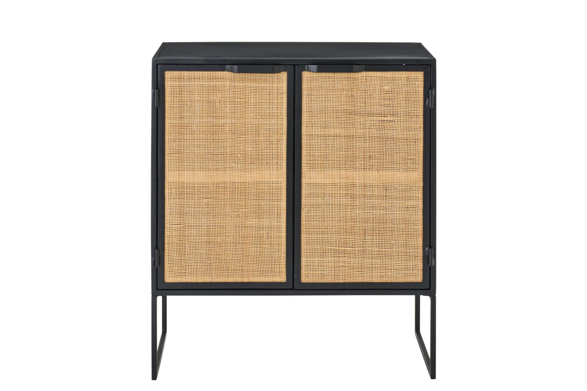 Cabinet With Cane Panels Iron Black/Natural