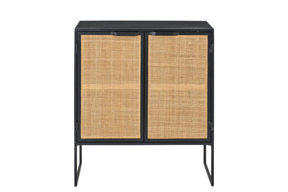 Cabinet With Cane Panels Iron Black/Natural
