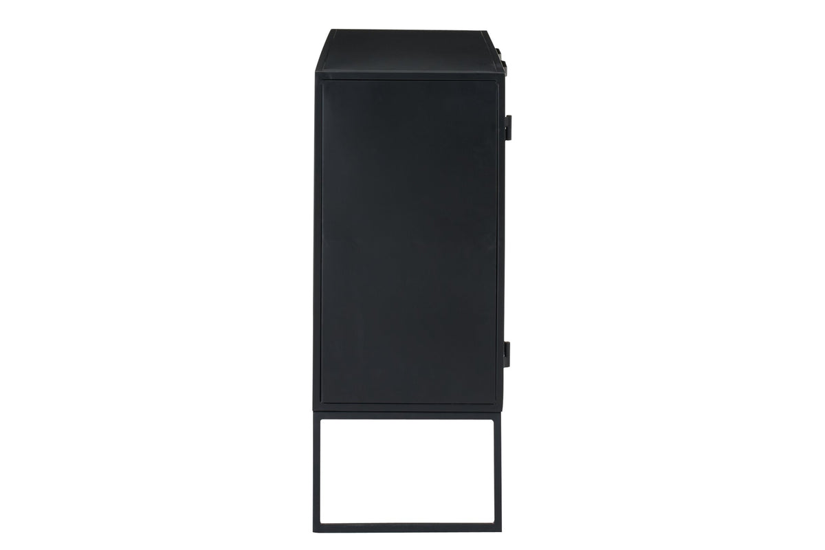 Cabinet With Cane Panels Iron Black/Natural