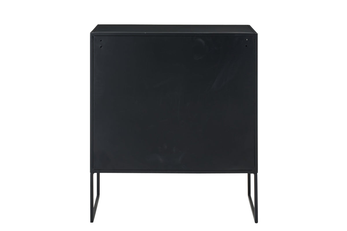 Cabinet With Cane Panels Iron Black/Natural