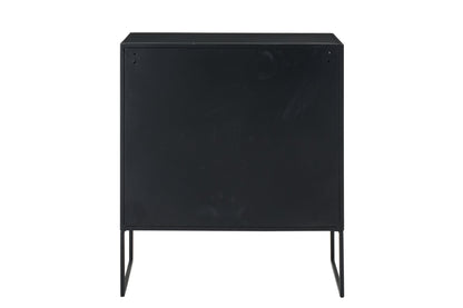 Cabinet With Cane Panels Iron Black/Natural