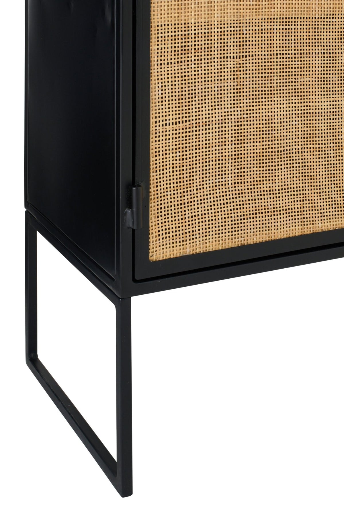 Cabinet With Cane Panels Iron Black/Natural