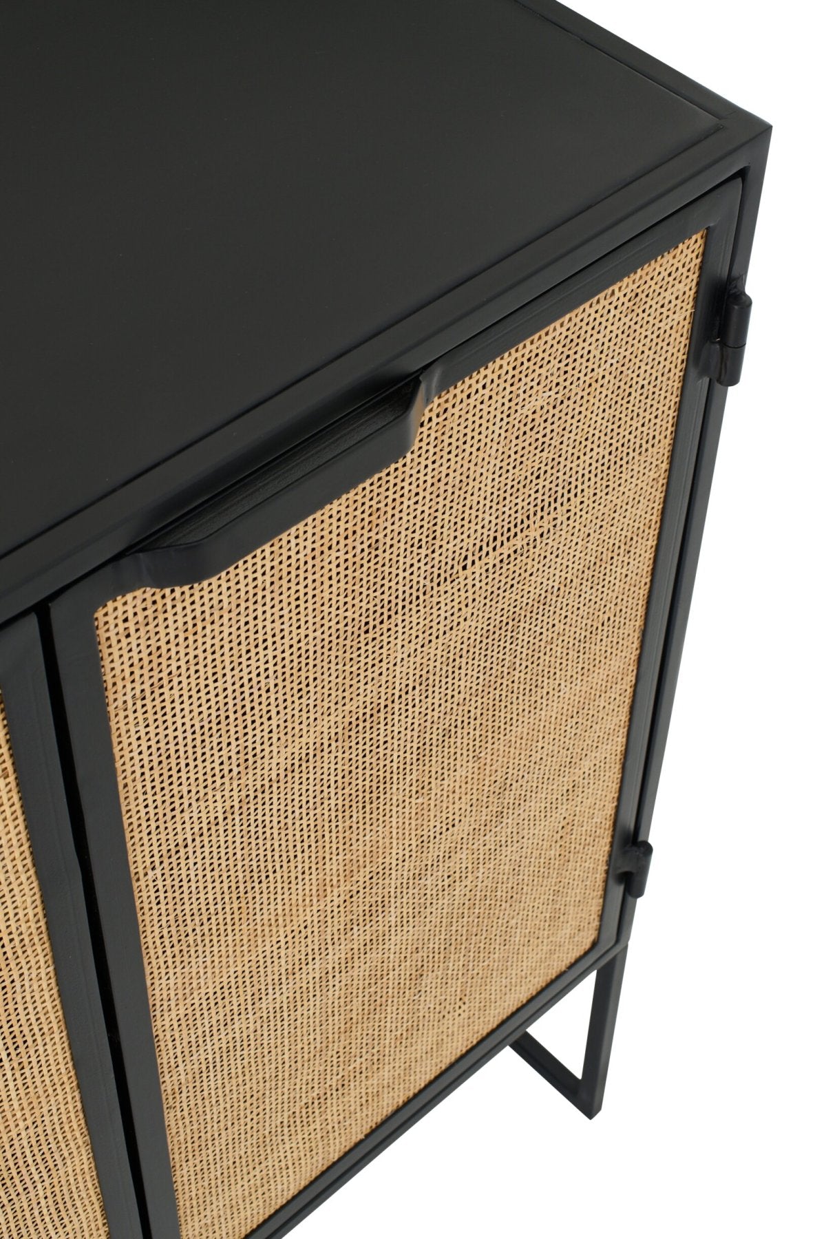 Cabinet With Cane Panels Iron Black/Natural
