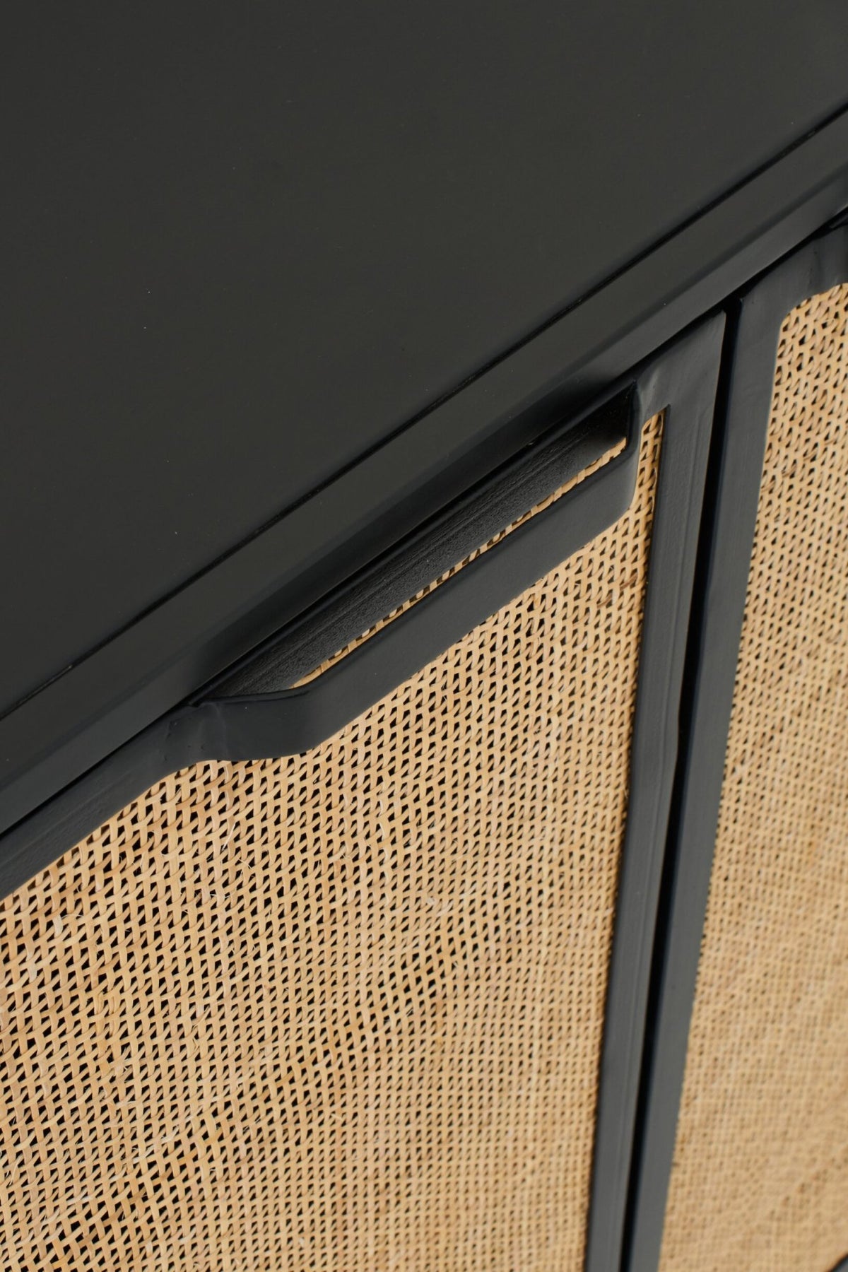 Cabinet With Cane Panels Iron Black/Natural