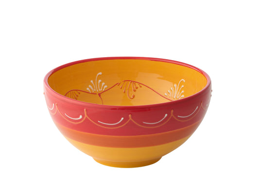 Kom keramiek oranje/rood groot