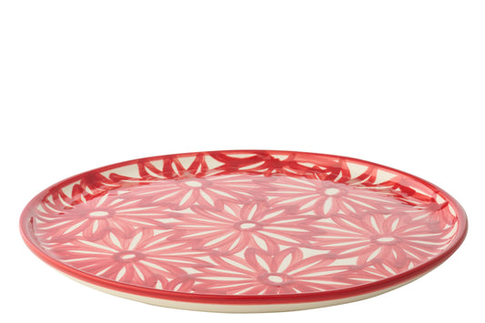 Bord bloemen keramiek rood