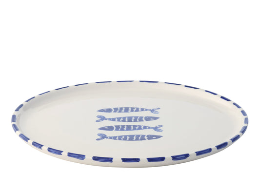 Bord vis keramiek donkerblauw
