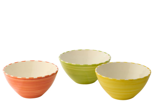 Kom vis keramiek meerkleurig medium assortiment van 3