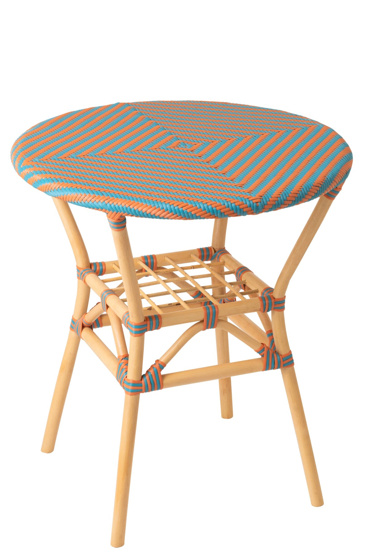 Dining Table Geo Rattan Orange/Turquoise