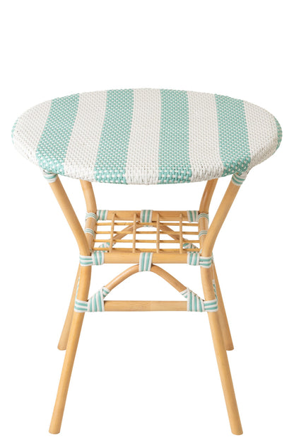 Dining Table Striped Rattan Light Blue/White