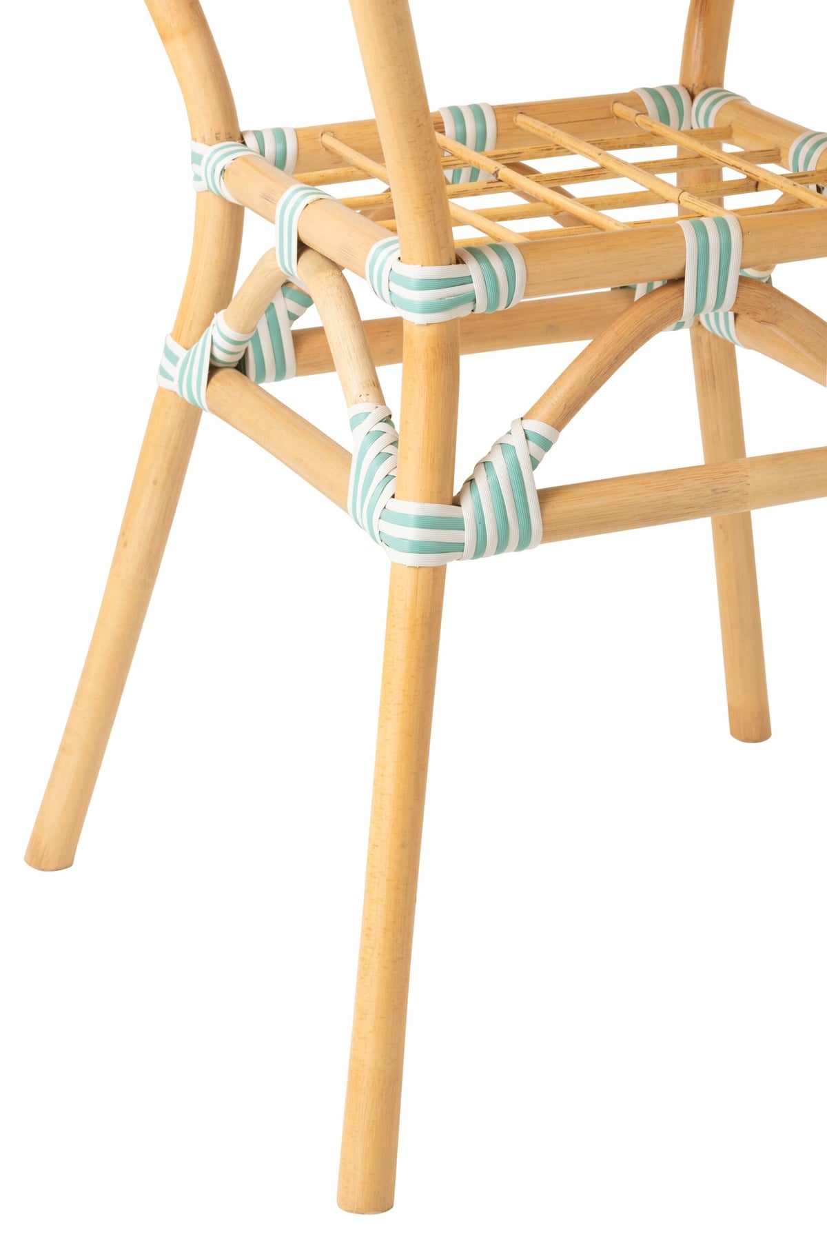 Dining Table Striped Rattan Light Blue/White