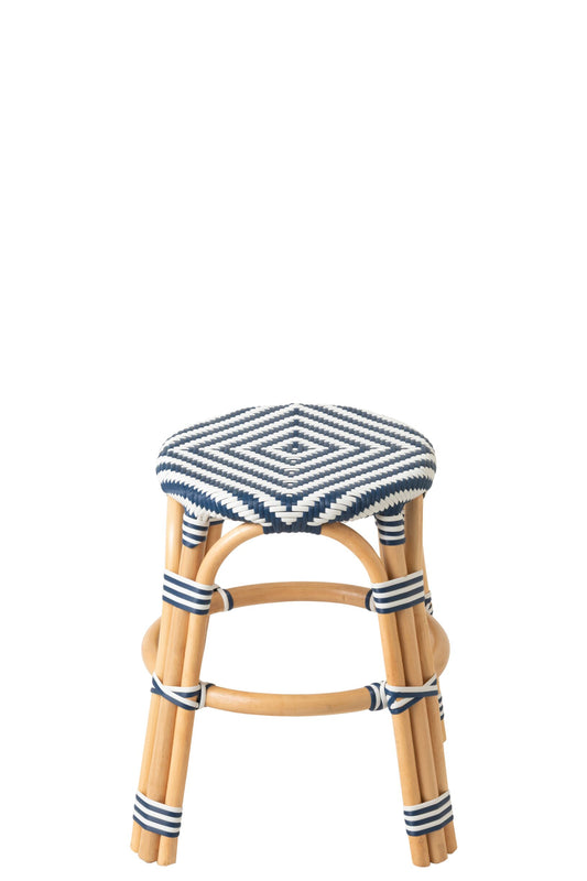 Stool Geo Rattan Blue/White