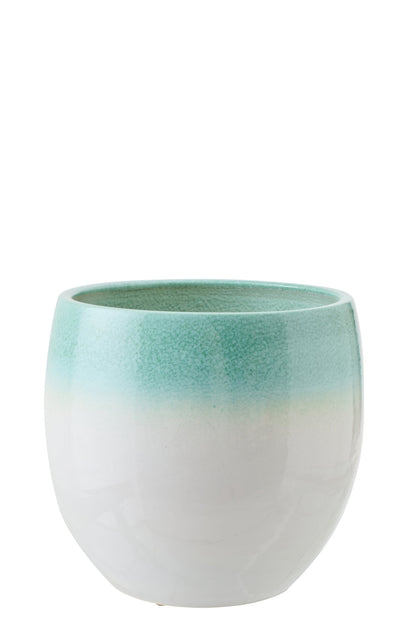 Flowerpot Ceramic Mint Green/White