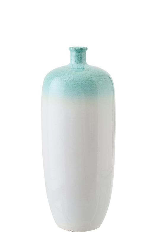 Floor Vase Ceramic Mint Green/White Small