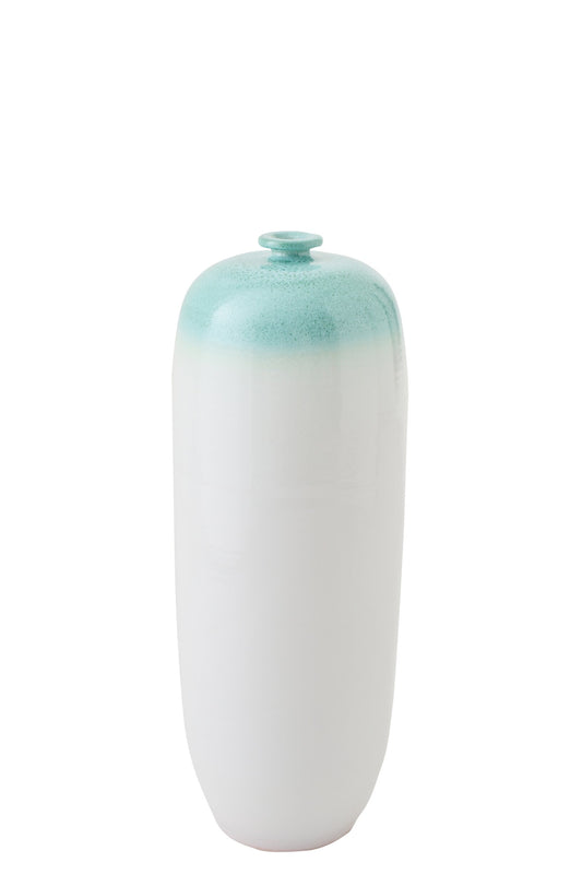Floor Vase Ceramic Mint Green/White Medium