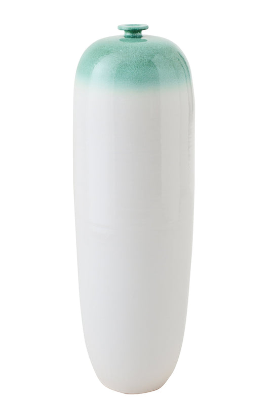Floor Vase Ceramic Mint Green/White Large