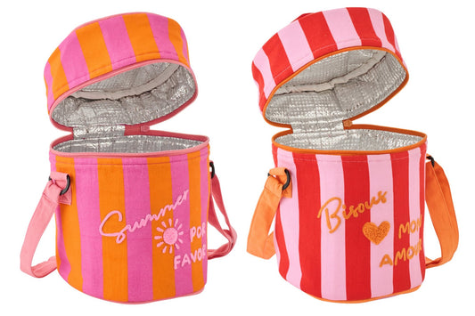 Lunch zak zomer/Bisous gestreept katoen meerkleurig assortiment van 2