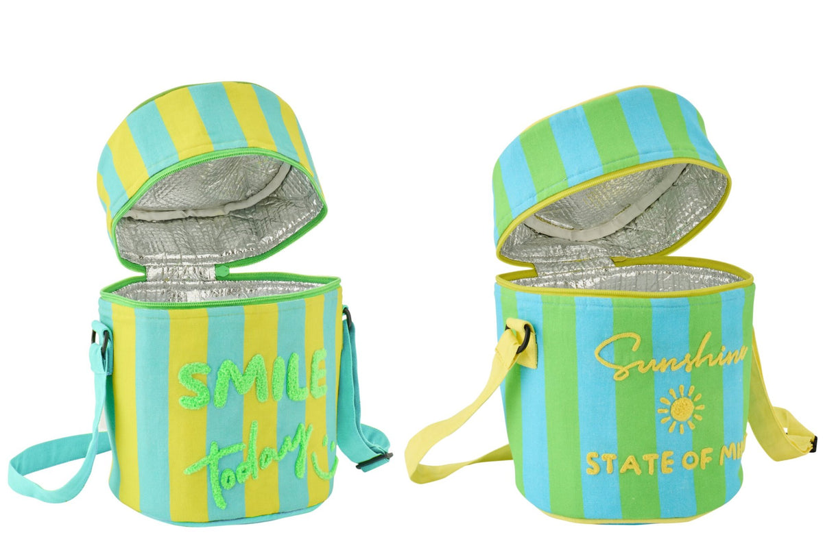 Lunch bag Sunshine/smile striped cotton multicolored assortment of 2