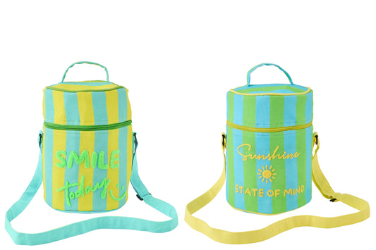 Lunch zak Sunshine/smile gestreept katoen meerkleurig assortiment van 2