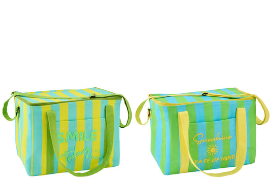 Lunch zak Sunshine/smile gestreept katoen meerkleurig assortiment van 2