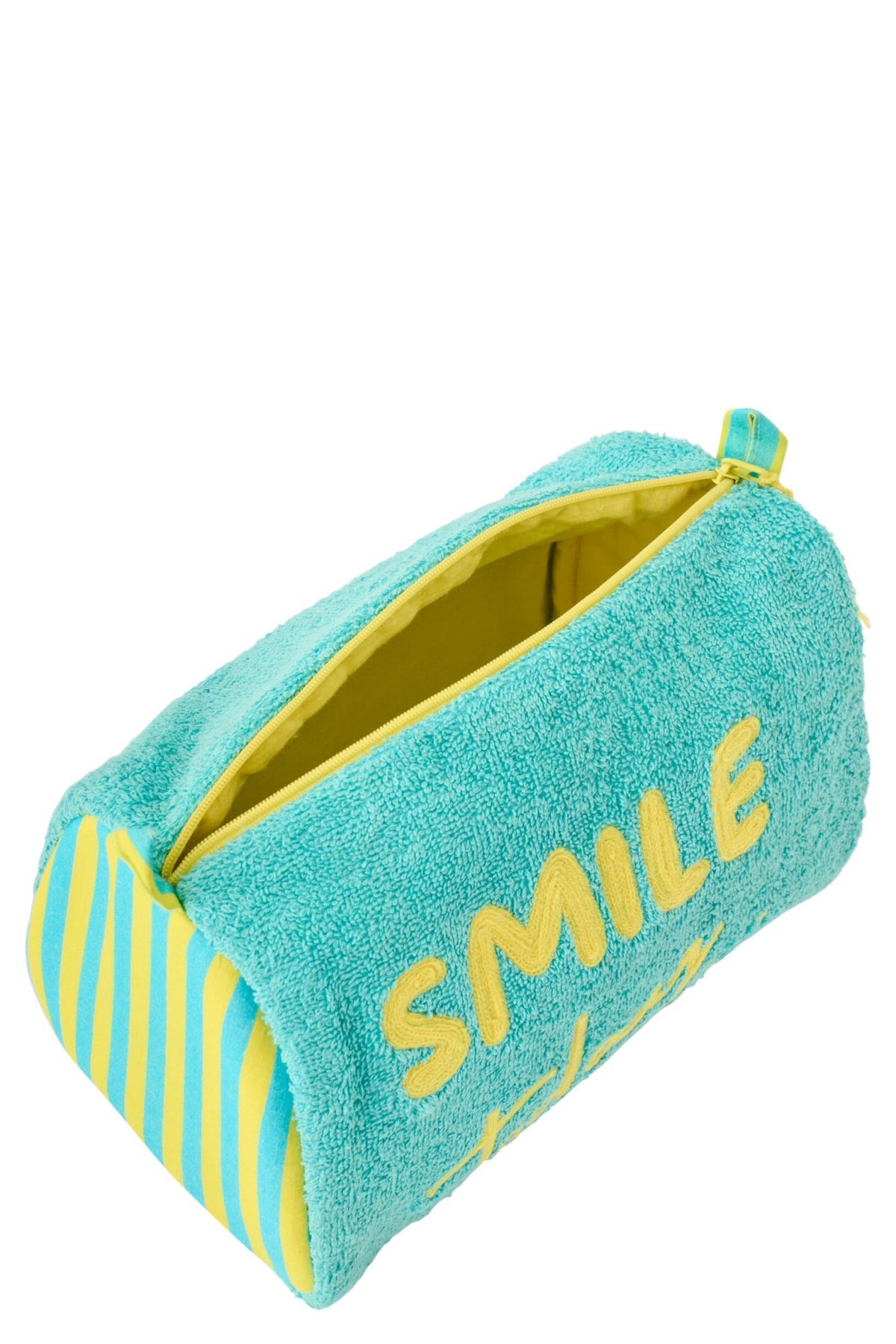 Set van 2 strandtas smile katoen turquoise/geel