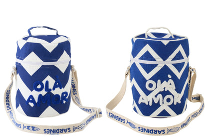 Ola Amor cotton lunch bag white/dark blue assortment of 2