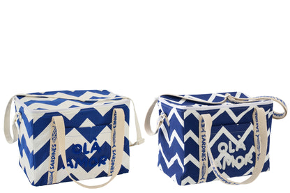 Ola Amor cotton lunch bag white/dark blue assortment of 2