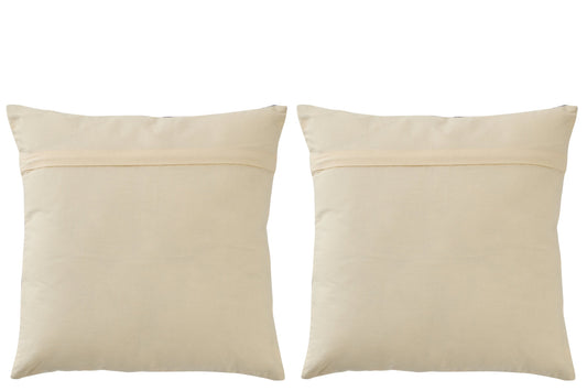 Cushion Ola Amor Cotton White/Dark Blue Assortment Of 2