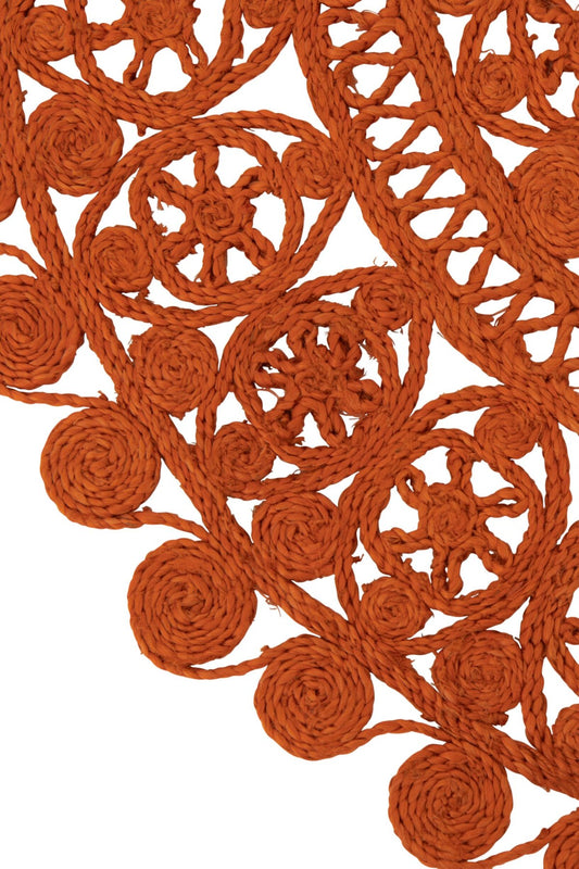 Rug Oriental Round Jute Dark Orange Small