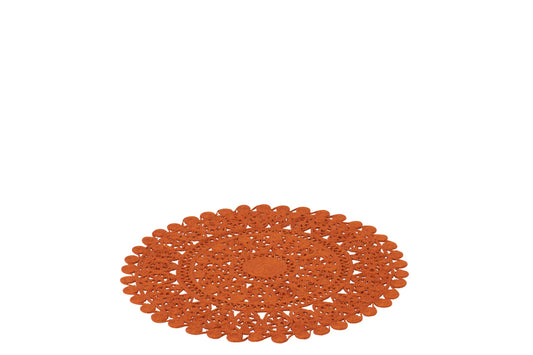 Rug Oriental Round Jute Dark Orange Small