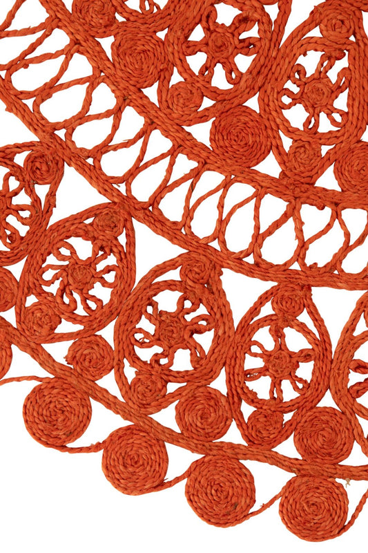 Rug Oriental Round Jute Dark Orange Large