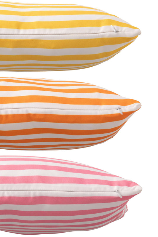 Cushion Outdoor Rectangle Striped Polyester Multicolored Assortment Of 3