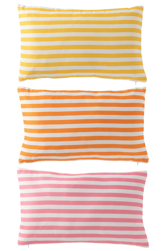 Cushion Outdoor Rectangle Striped Polyester Multicolored Assortment Of 3