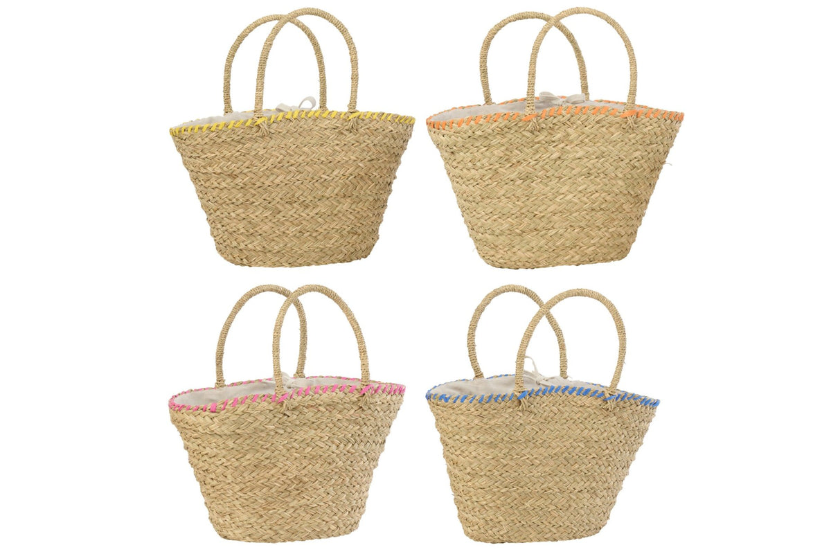 Tas schelp zeegras meerkleurig assortiment van 4