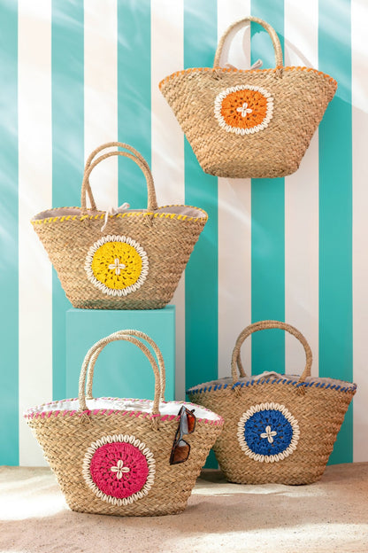 Tas schelp zeegras meerkleurig assortiment van 4