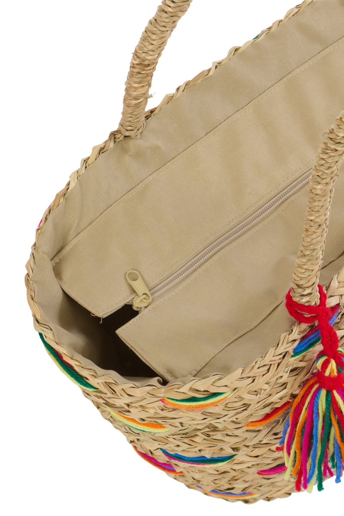 Tas gestreept zeegras meerkleurig assortiment van 2